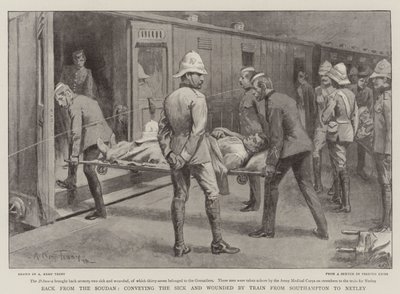 Ritorno dal Sudan, Trasporto dei Malati e Feriti in Treno da Southampton a Netley da Arthur Kemp Tebby